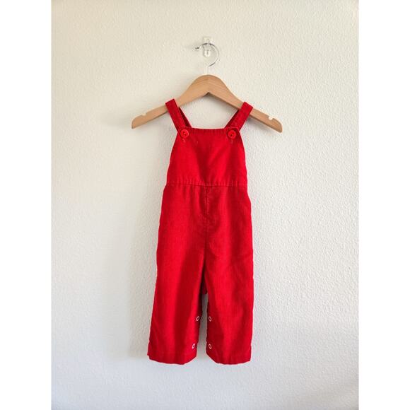 12m Vintage Health-tex Red Micro Corduroy Overalls - Picture 1 of 5